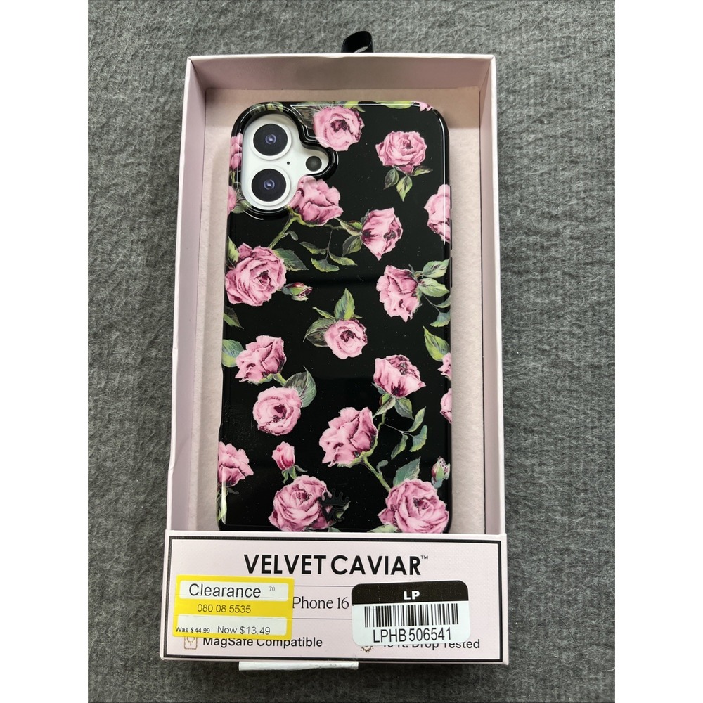 VELVET CAVIAR Apple iPhone 16 Plus MagSafe Case - Black & Pink Rose Floral